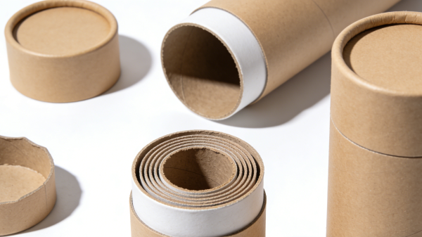 Structure and material details of custom paper tube packaging showing thick paperboard layers