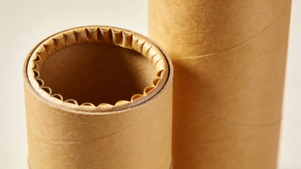 Close-up of rolled edge paper tube packaging with smooth curled rim and reinforced edge