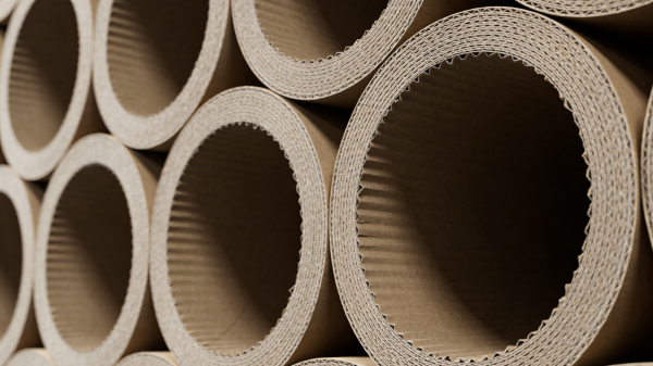 Close-up of straight edge paper tube packaging showing flat cut edges and paperboard layers