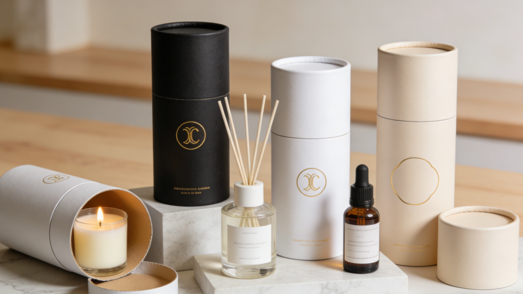 Luxury paper tube packaging for cosmetics candles and premium products