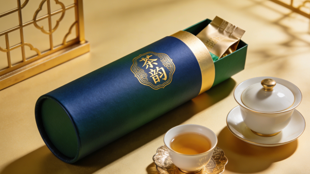 Custom tea packaging tube with foil stamping