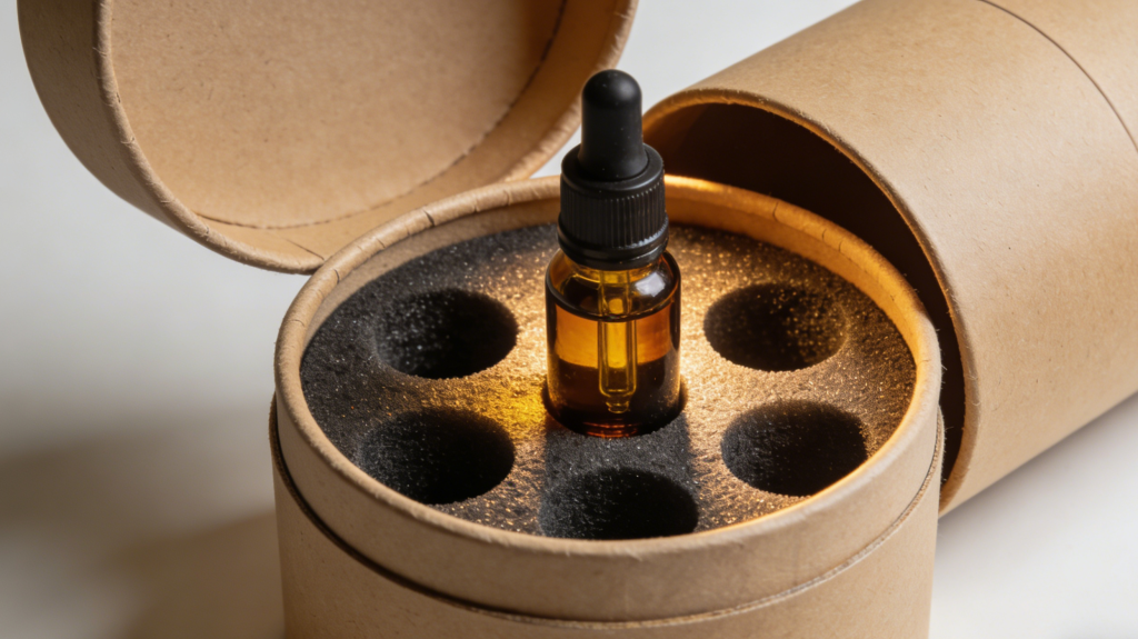 Paper tube packaging with custom insert for product protection