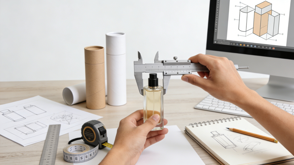 Measuring product dimensions for custom paper tube packaging design