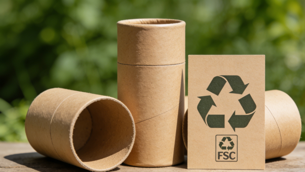 Recyclable cylindrical paper tube packaging